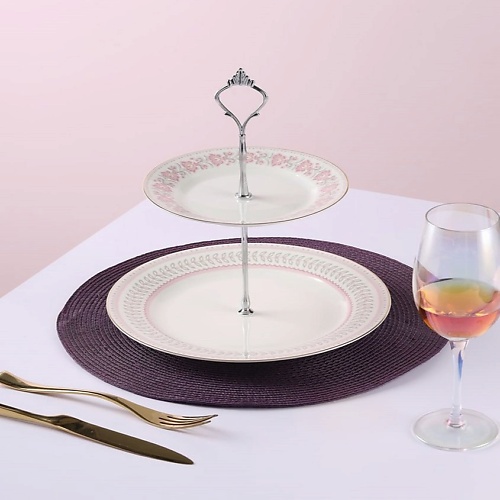 

ARYA HOME COLLECTION Двухъярусное блюдо сервировки из костяного фарфора Blossom 1.0, Двухъярусное блюдо сервировки из костяного фарфора Blossom