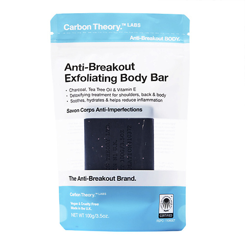 

CARBON THEORY Мыло для лица отшелушивающее Charcoal & Tea Tree Oil Breakout Control Exfoliating Body Bar, Мыло для лица отшелушивающее Charcoal & Tea Tree Oil Breakout Control Exfoliating Body Bar