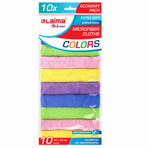 

LAIMA Салфетка из микрофибры, 30х30 см 10, Салфетка из микрофибры, 30х30 см