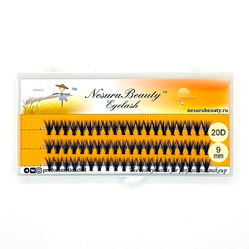 

NESURABEAUTY Накладные ресницы пучки 20D 9.0, Накладные ресницы пучки 20D