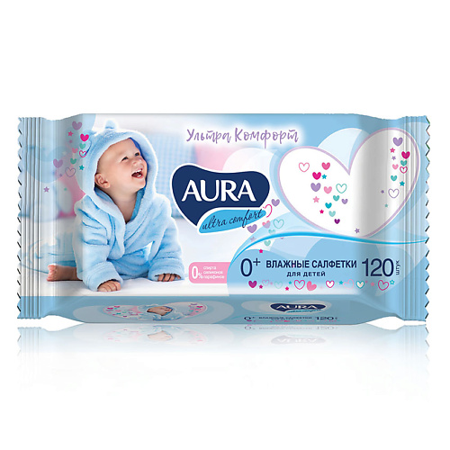 

AURA Ultra Comfort Влажные салфетки детские с экстрактом алоэ и витамином Е 120.0, Ultra Comfort Влажные салфетки детские с экстрактом алоэ и витамином Е
