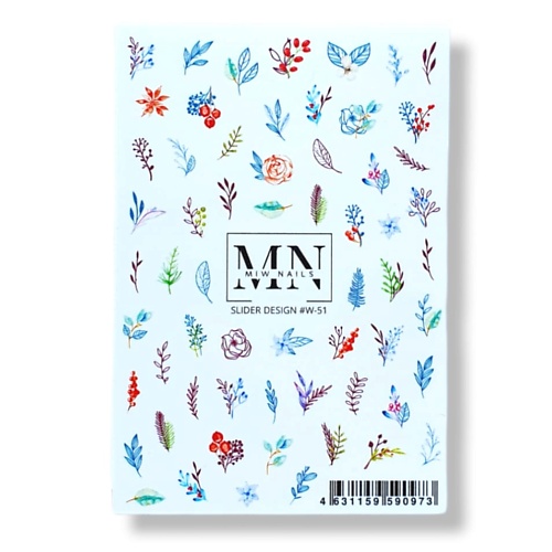 

MIW NAILS Слайдер дизайн для ногтей цветы веточки, Слайдер дизайн для ногтей цветы веточки