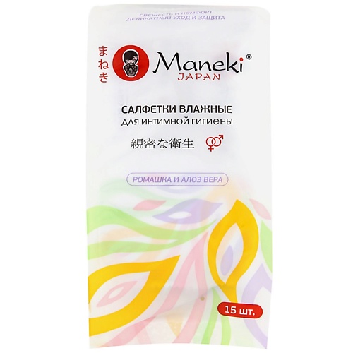

MANEKI Салфетки влажные Kaiteki для интимной гигиены с алоэ и ромашкой 1, Салфетки влажные Kaiteki для интимной гигиены с алоэ и ромашкой