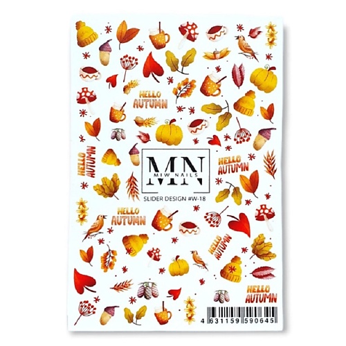 MIW NAILS Слайдер дизайн для ногтей на любой фон W-18