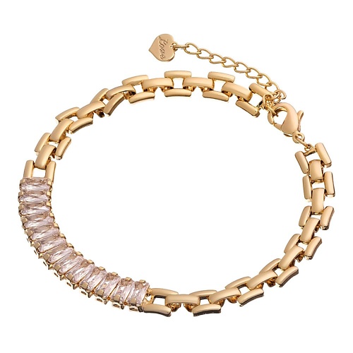 

UVI JEWELLERY Золотистый браслет с прозрачными кристаллами огранки багет, Золотистый браслет с прозрачными кристаллами огранки багет