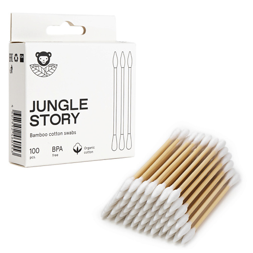  JUNGLE STORY Бамбуковые ватные палочки для снятия макияжа белого цвета 100.0