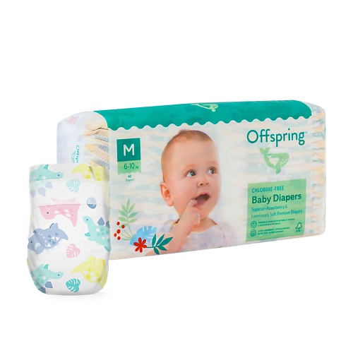 

OFFSPRING Подгузники, M 6-10 кг Динозавры 42.0, Подгузники, M 6-10 кг Динозавры