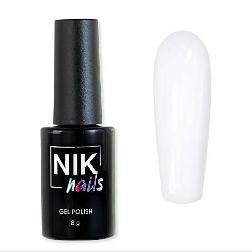 

NIK NAILS Гель-лак для ногтей белый глянцевый, Гель-лак для ногтей белый глянцевый