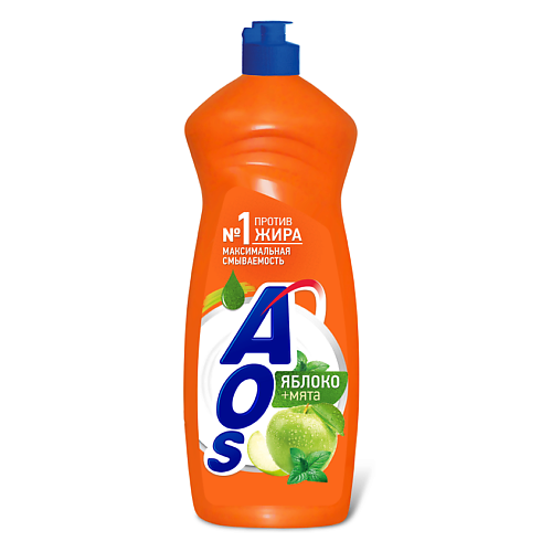 

AOS Гель средство для мытья посуды Яблоко + мята 900.0, Гель средство для мытья посуды Яблоко + мята