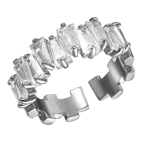 

UVI JEWELLERY Серебристое безразмерное кольцо с прозрачными кристаллами фантазийной огранки, Серебристое безразмерное кольцо с прозрачными кристаллами фантазийной огранки