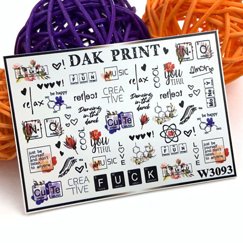 

DAK PRINT Слайдер-дизайн для ногтей W3093, Слайдер-дизайн для ногтей W3093