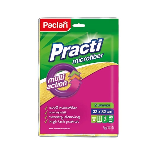 

PACLAN Салфетка из микрофибры для сухой и влажной уборки, 32 х 32 см 2, Салфетка из микрофибры для сухой и влажной уборки, 32 х 32 см