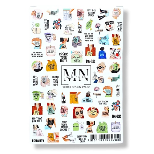 MIW NAILS Слайдер дизайн для ногтей на любой фон W-32