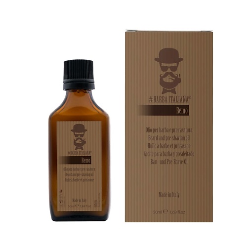  BARBA ITALIANA Масло для бороды увлажняющее Рем с ароматом пачули, дамасской розы и талька Remo