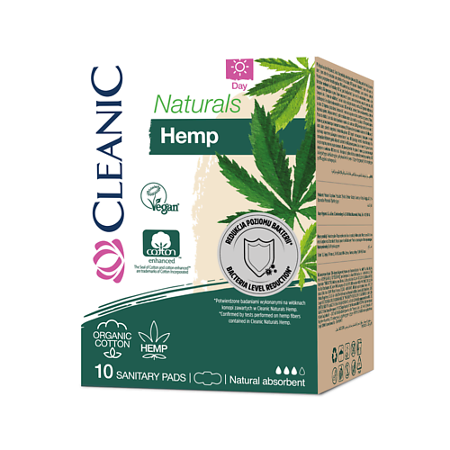 

CLEANIC Naturals Organic Cotton&Hemp Прокладки гигиенические дневные 10.0, Naturals Organic Cotton&Hemp Прокладки гигиенические дневные