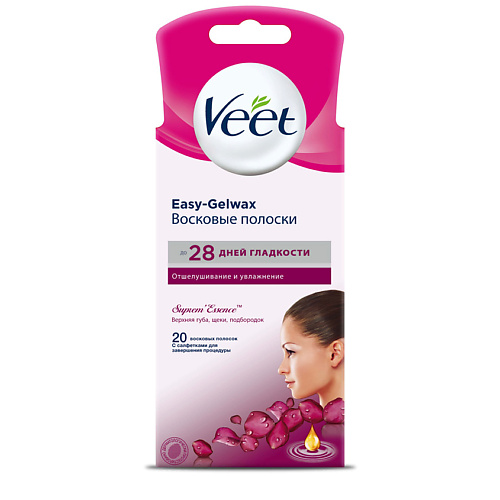 

VEET Восковые полоски для чувствительных участков тела (лицо) с ароматом бархатной розы и эфирными маслами, Восковые полоски для чувствительных участков тела (лицо) с ароматом бархатной розы и эфирными маслами