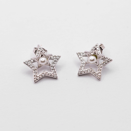 

SHINE & BEAUTY Серьги-гвоздики покрытые серебром с кристаллами Swarovski, Серьги-гвоздики покрытые серебром с кристаллами Swarovski