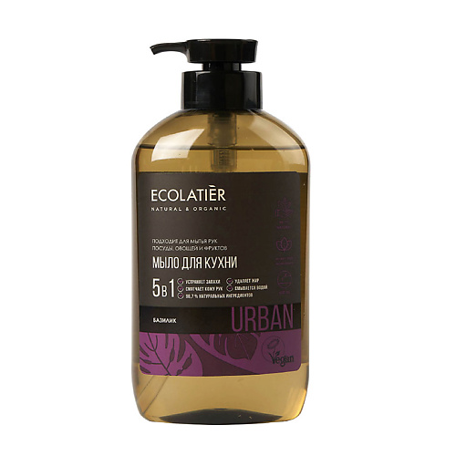 

ECOLATIER Жидкое мыло для рук БАЗИЛИК кухонное 600.0, Жидкое мыло для рук БАЗИЛИК кухонное