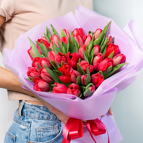 

ЛЭТУАЛЬ FLOWERS Букет из красных тюльпанов 51 шт., Букет из красных тюльпанов 51 шт.