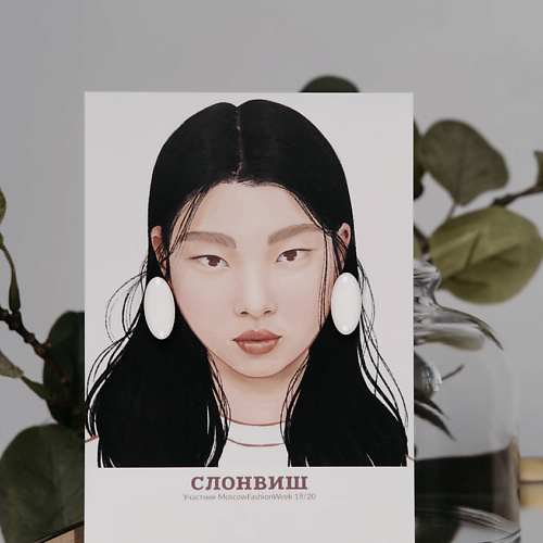 

СЛОНВИШ Middle oval white Серьги овальные белые, Middle oval white Серьги овальные белые