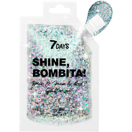 

7DAYS Глиттер для лица и тела, блестки SHINE BOMBITA, Глиттер для лица и тела, блестки SHINE BOMBITA