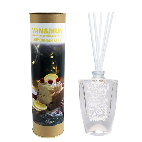 

VAN&MUN Ароматический диффузор Лимонный кекс с палочками для дома и офиса 45, Ароматический диффузор Лимонный кекс с палочками для дома и офиса