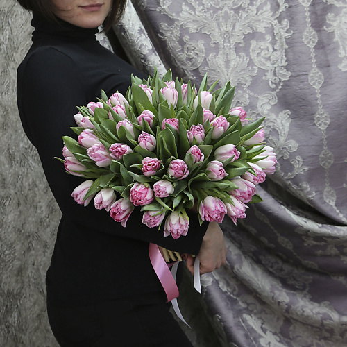 

FLORPRO Букет из 51 розового пионовидного тюльпана, Букет из 51 розового пионовидного тюльпана
