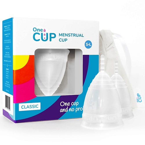 

ONECUP Набор менструальных чаш Classic прозрачный размеры S и L, Набор менструальных чаш Classic прозрачный размеры S и L