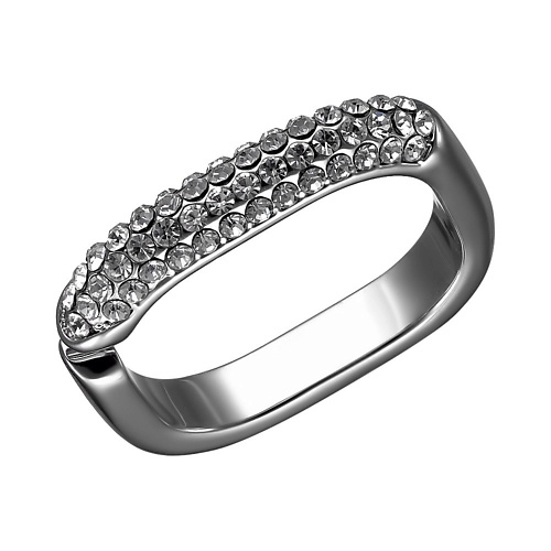 

UVI JEWELLERY Серебристое безразмерное кольцо с россыпью прозрачных кристаллов формы квадрат, Серебристое безразмерное кольцо с россыпью прозрачных кристаллов формы квадрат