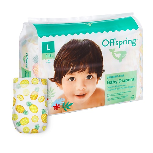 

OFFSPRING Подгузники, L 9-13 кг Ананасы 36.0, Подгузники, L 9-13 кг Ананасы