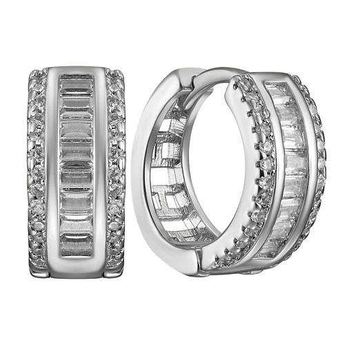 

UVI JEWELLERY Серебристые серьги конго с дорожкой прозрачных кристаллов, Серебристые серьги конго с дорожкой прозрачных кристаллов