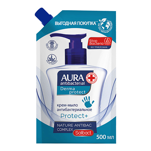 

AURA жидкое мыло для рук антибактериальное Derma Protect 500.0, жидкое мыло для рук антибактериальное Derma Protect