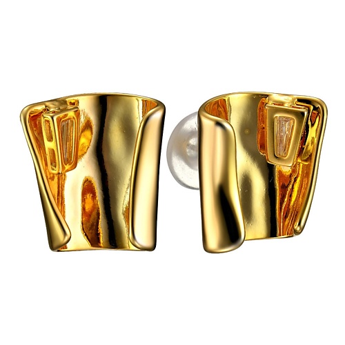 

UVI JEWELLERY Золотистые серьги из мятого металла с прозрачными кристаллами, Золотистые серьги из мятого металла с прозрачными кристаллами