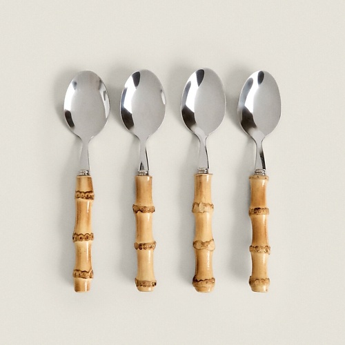 

ZARA HOME Набор десертных ложек с бамбуковой ручкой 4.0, Набор десертных ложек с бамбуковой ручкой