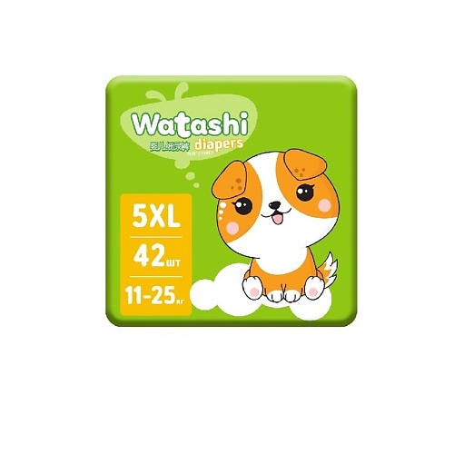 

WATASHI Подгузники для детей 5/XL 11-25 кг 42.0, Подгузники для детей 5/XL 11-25 кг