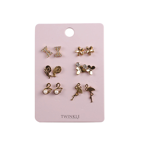 

TWINKLE Набор: серьги 6 пар Flamingo, Набор: серьги 6 пар Flamingo