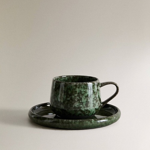 

ZARA HOME Зеленая керамическая кофейная чашка и блюдце, Зеленая керамическая кофейная чашка и блюдце