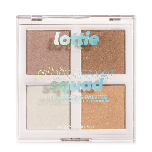 

LOTTIE LONDON Палетка пудровых хайлатеров Shimmer Squad, Палетка пудровых хайлатеров Shimmer Squad