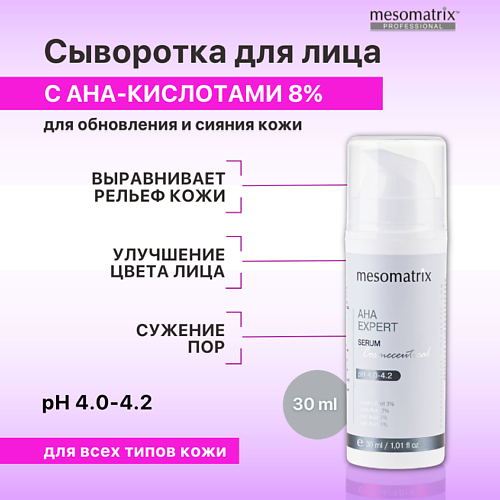 MESOMATRIX Сыворотка для лица с фруктовыми AHA кислотами обновляющая для сужения пор AHA EXPERT 30.0