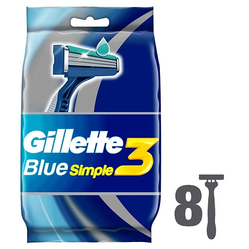 

GILLETTE Одноразовые мужские бритвы с 3 лезвиями, фиксированная головка Blue3 Simple, Одноразовые мужские бритвы с 3 лезвиями, фиксированная головка Blue3 Simple