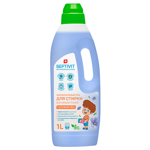 

SEPTIVIT Гель для стирки всех видов тканей Голубой лён 1000, Гель для стирки всех видов тканей Голубой лён