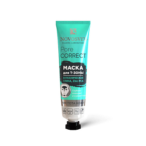 

NOVOSVIT «Pore Correct» Маска для Т-зоны вулканическая глина, Zinc PCA 40, «Pore Correct» Маска для Т-зоны вулканическая глина, Zinc PCA