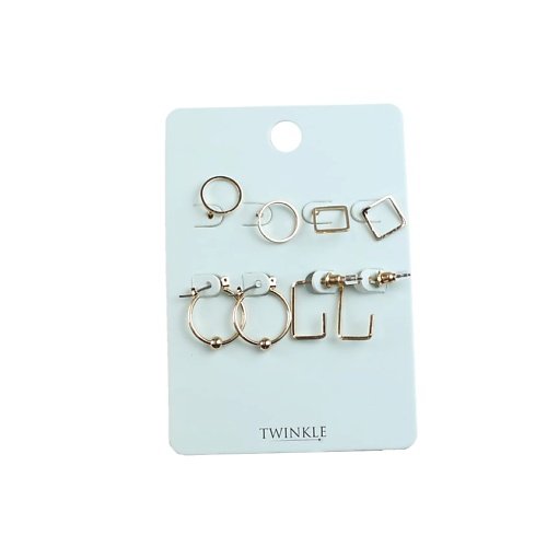 

TWINKLE Серьги Modern Gold 4 пары, Серьги Modern Gold 4 пары