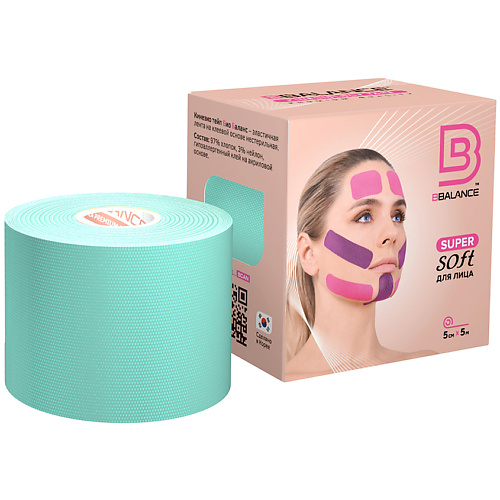 

BBALANCE Кинезио тейп для лица Super Soft Tape для чувствительной кожи, мятный, Кинезио тейп для лица Super Soft Tape для чувствительной кожи, мятный