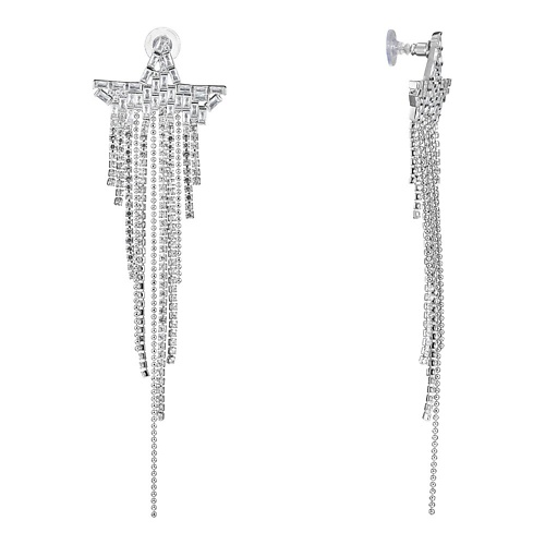 UVI JEWELLERY Серебристые серьги Звезды с цепочками