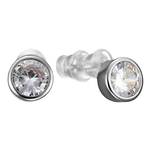 

UVI JEWELLERY Серебристые серьги пусеты с крупными прозрачными кристаллами, Серебристые серьги пусеты с крупными прозрачными кристаллами