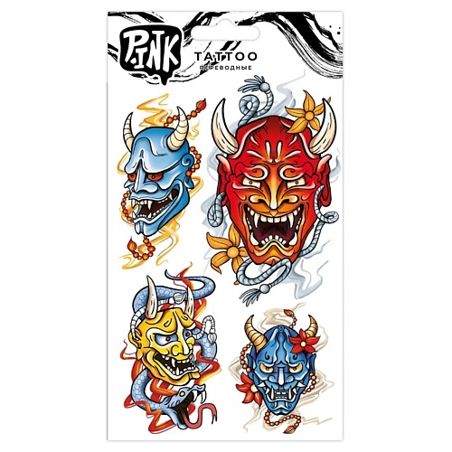 

P.INK Наклейки-тату переводные Японские маски, Наклейки-тату переводные Японские маски