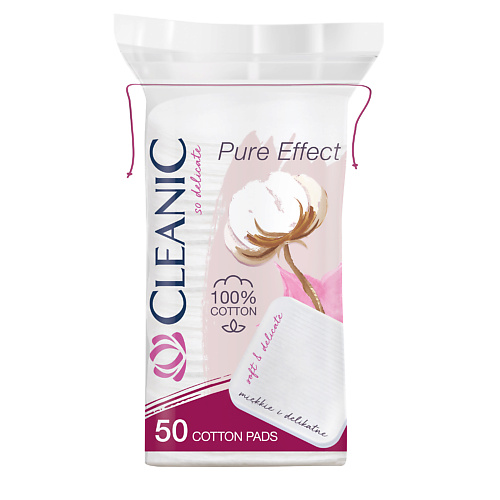 

CLEANIC Pure Effect Ватные диски гигиенические квадратные 50.0, Pure Effect Ватные диски гигиенические квадратные