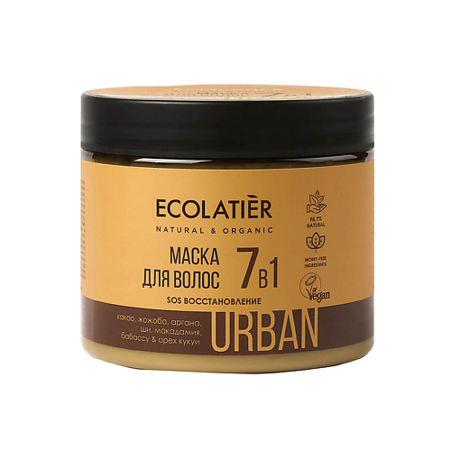 

ECOLATIER Ecolatier Маска для волос SOS Восстановление 7 в 1 какао & жожоба 400.0, Ecolatier Маска для волос SOS Восстановление 7 в 1 какао & жожоба