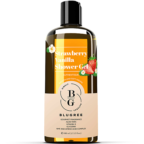 

BLUGREE Гель для душа Клубника и Ваниль 400.0, Гель для душа Клубника и Ваниль